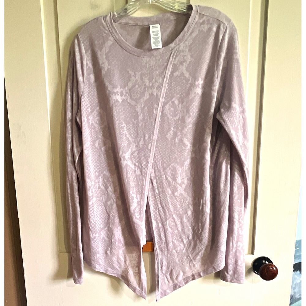 JoyLab Womens T-Shirt Size M Purple Animal Print Long Sleeve Knot Front Stretch